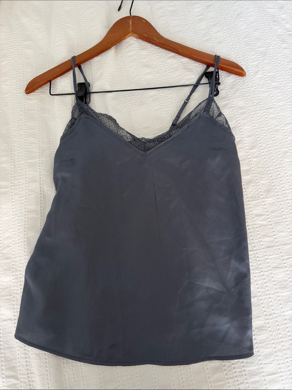 Abercrombie & Fitch Charcoal Lace Trim Satin Camisole Tank